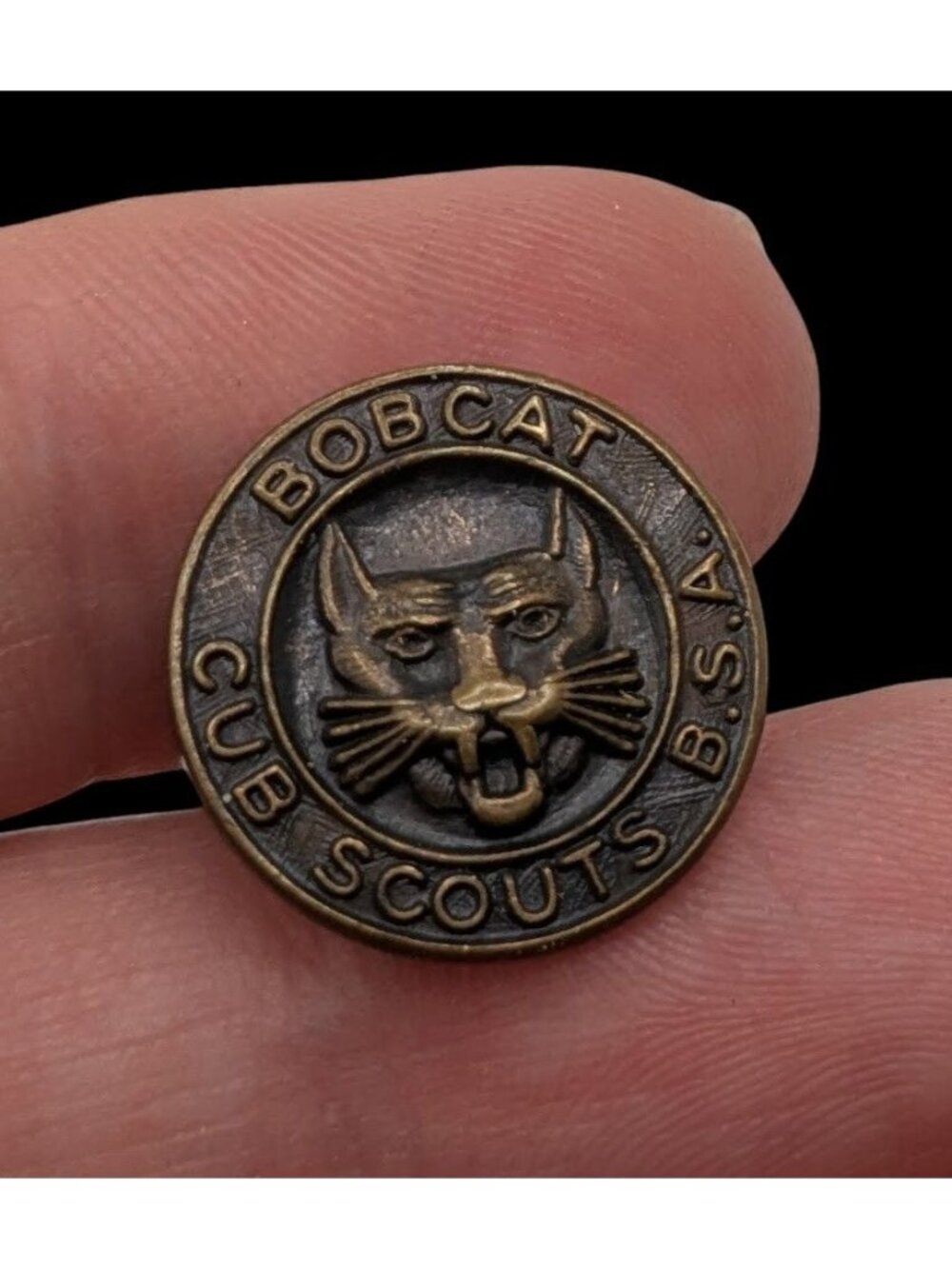 Vintage Bobcat Cub Scouts Lapel Pin Bronze Tone BSA Collectible Scout Badge